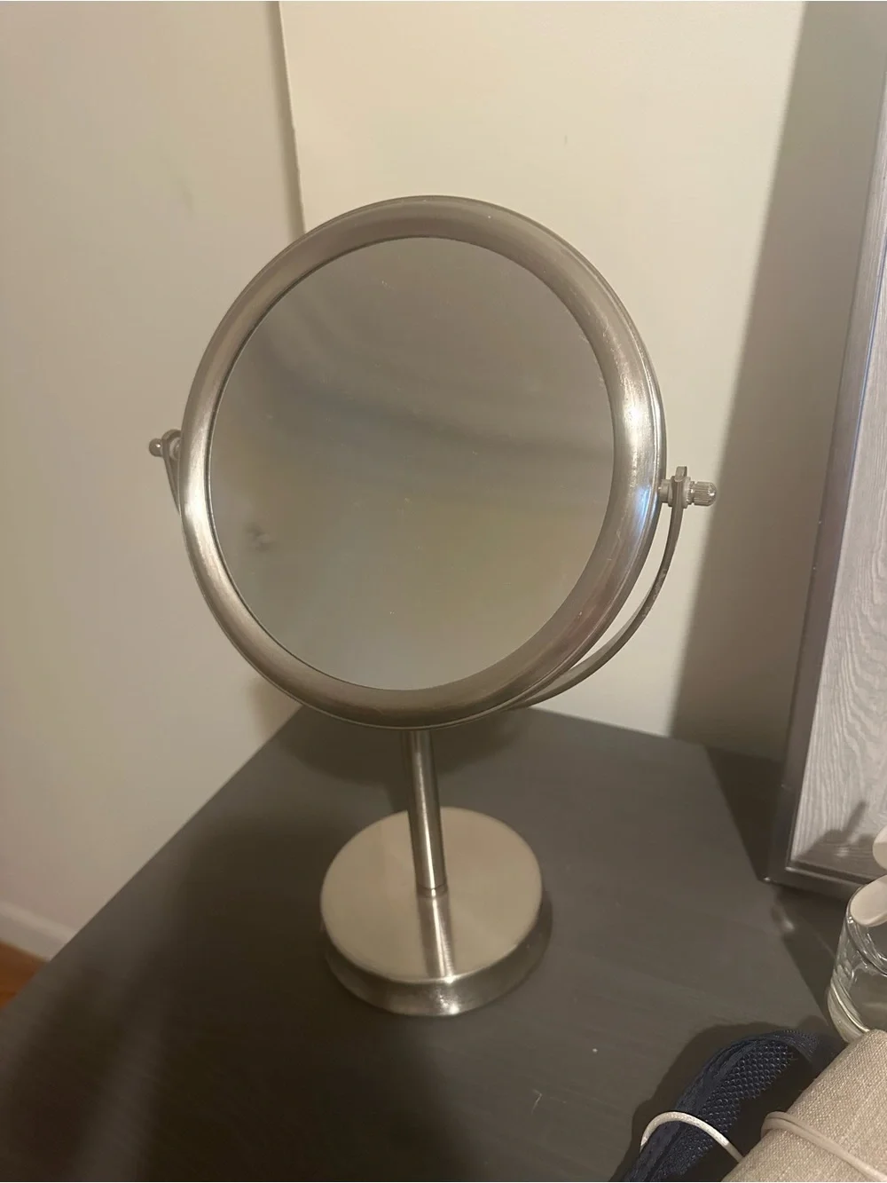 Metallic Silver Double-Sided Vanity Mirror - Home Bath